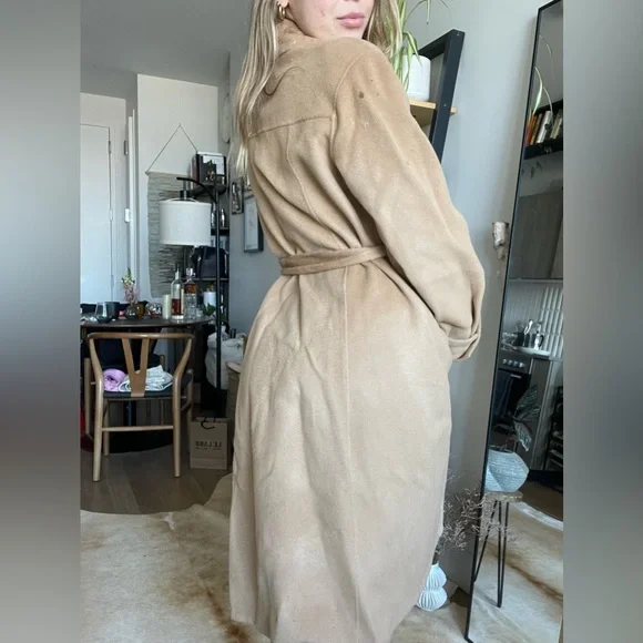 NWT Silk Maison 100% Wool Belted Camel Coat - Picture 8 of 16